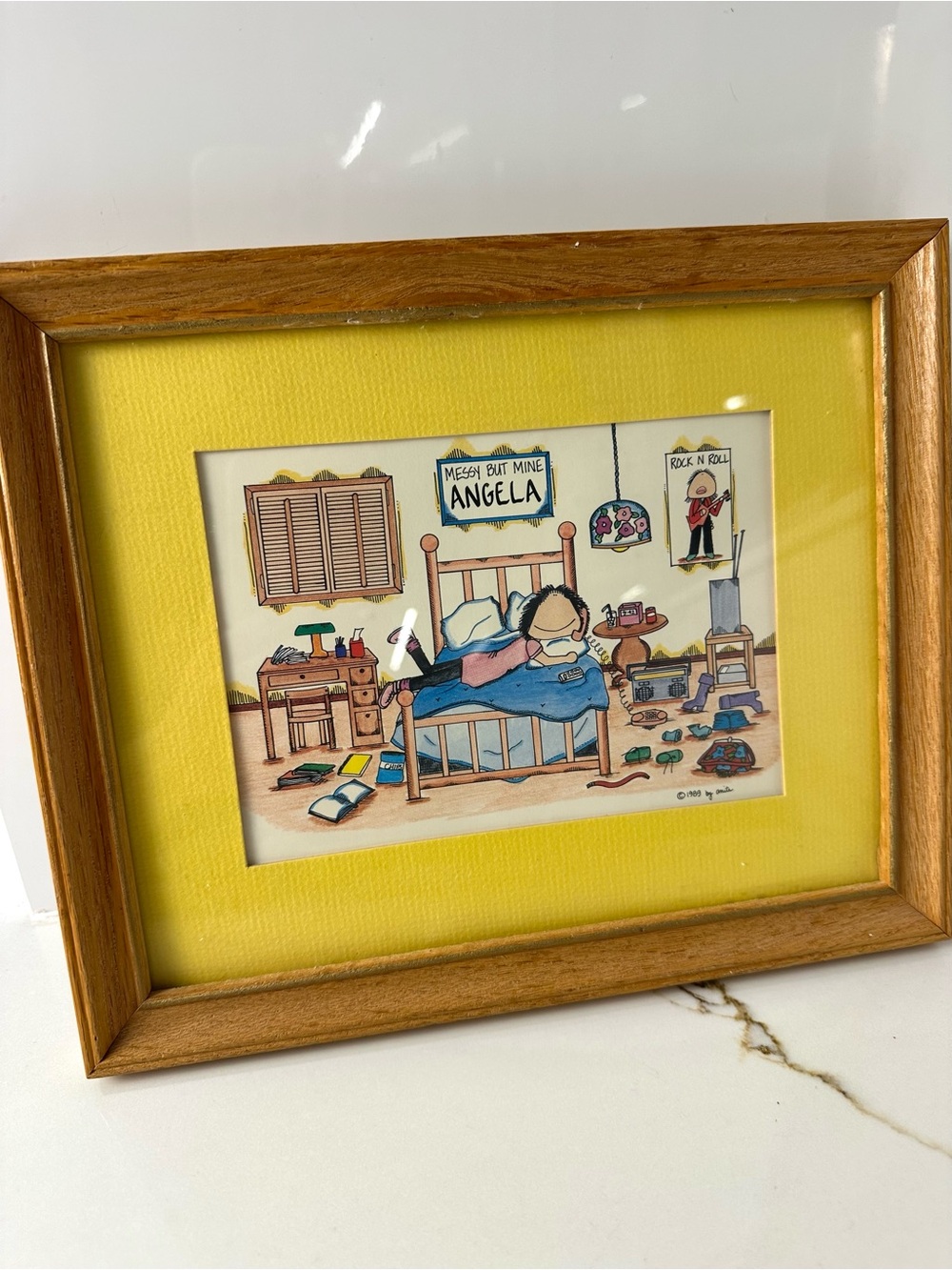 Vintage 1989 “Messy But Mine Angela” Framed Anita Bedroom Print